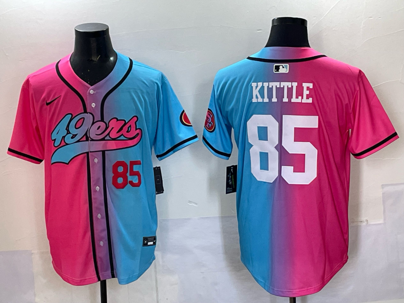 Men 2025 San Francisco 49ers #85 Kittle Pink Blue pink Nike Limited NFL Jersey 0014->san francisco 49ers->NFL Jersey